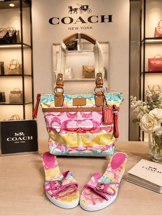 Coach Handbags - Coach Hamptons Weekend tote ft. a multicolored watercolor canvas w/ Shoes